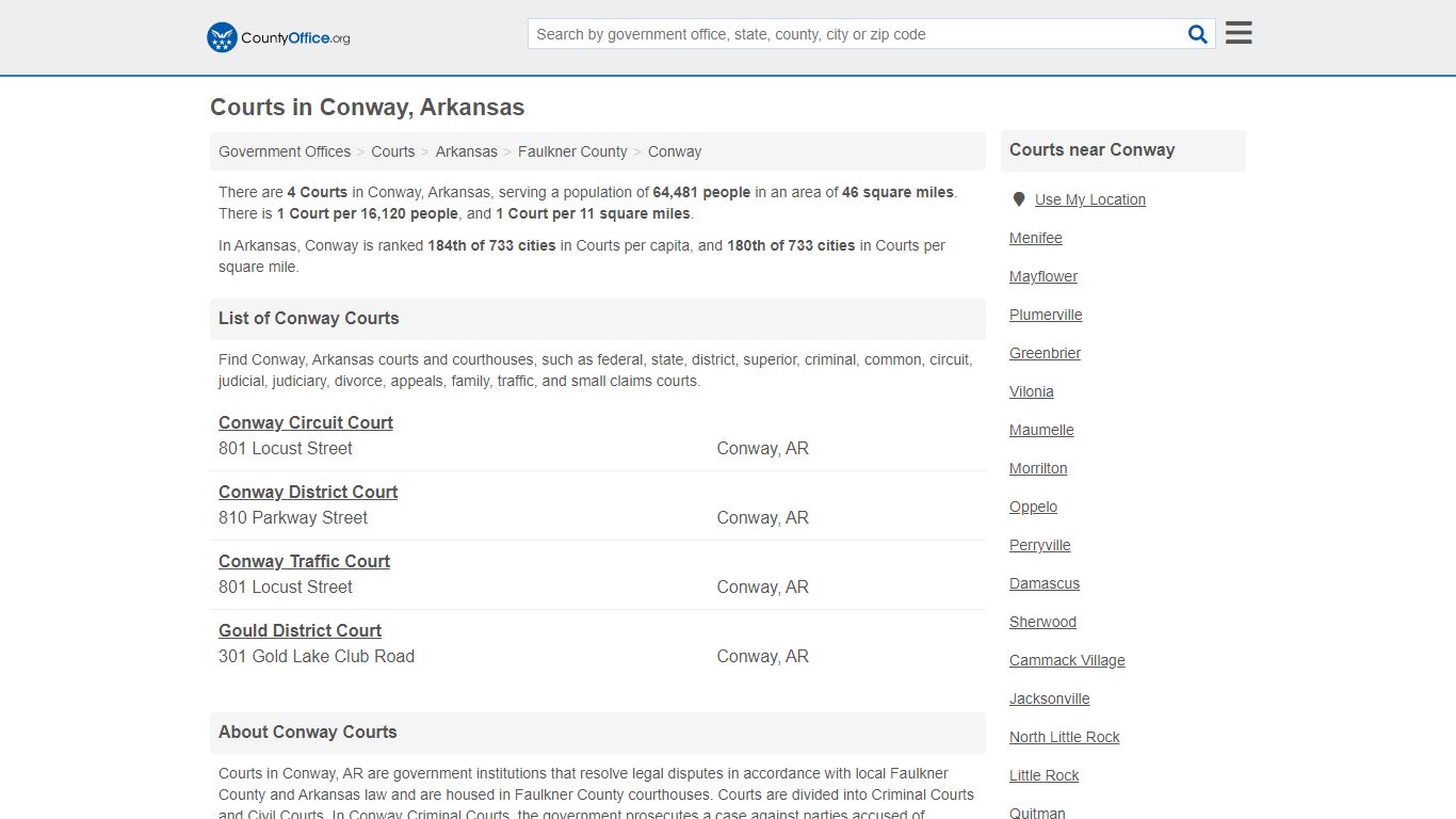 Courts - Conway, AR (Court Records & Calendars) - County Office